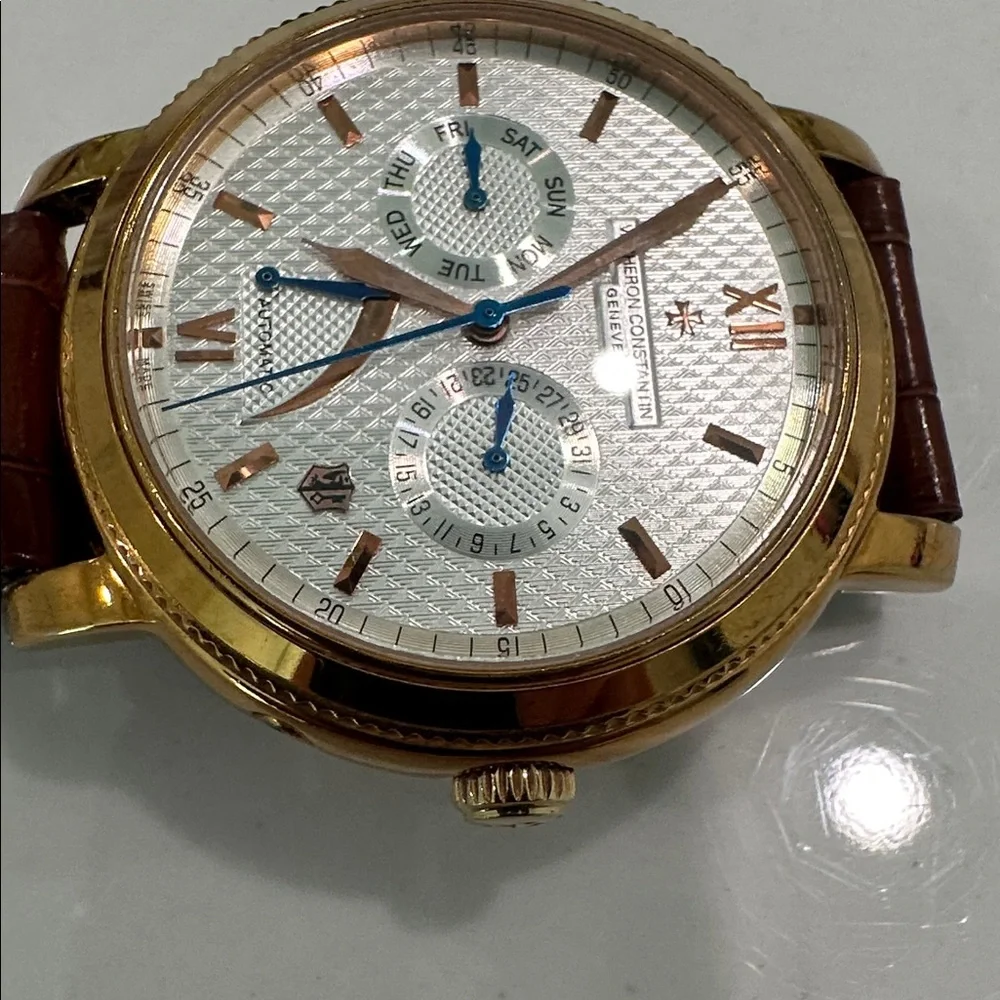 Gold Watch with Brown Strap - Picture 2 of 7